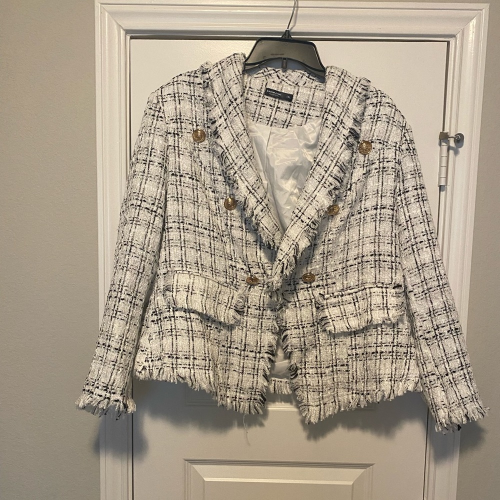 SHEIN Black and White Tweed Jacket